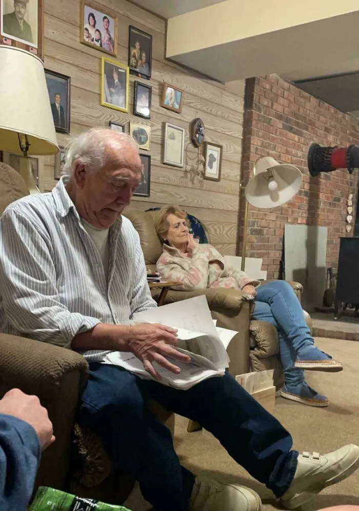 Grandma's Boyfriend Showing Us His Favorite Printed Memes