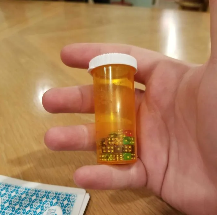 My Grandpa Took This Bottle Out And Says, "I Take These For My Gambling Disorder"
