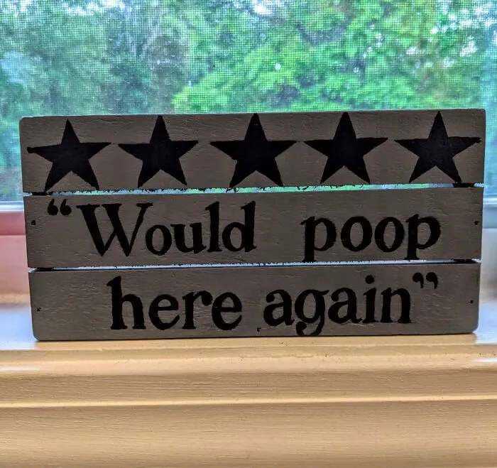 My Girlfriend Asked For A Cute Little Wood Sign For The Bathroom, So I Made This