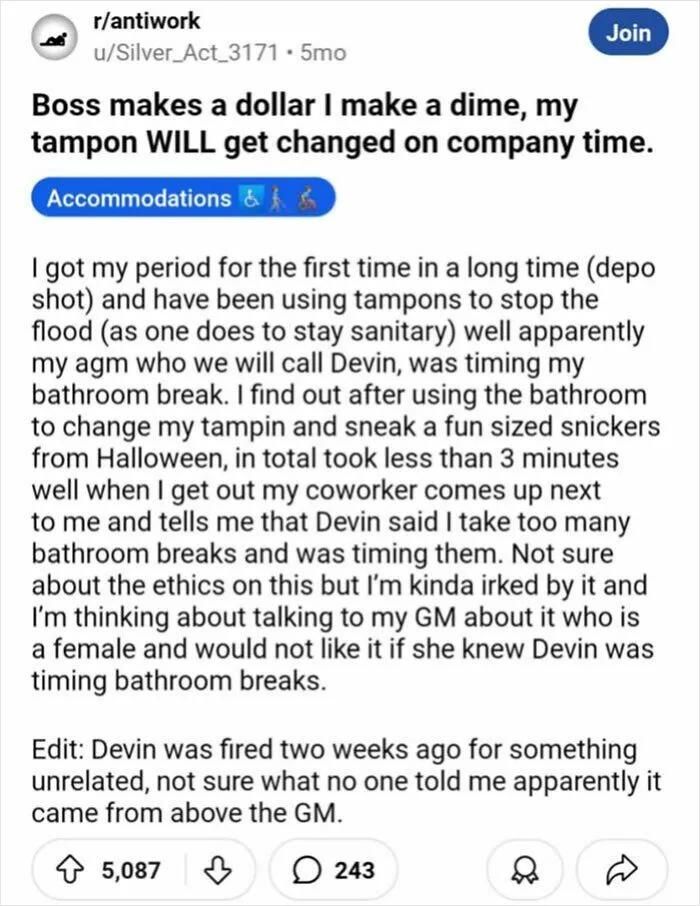Devin Should Be Versed In Feminine Hygiene As He Sounds Like A Jerk