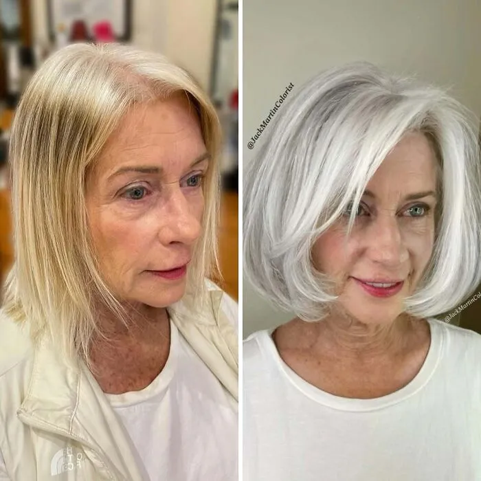 30 People Before And After Embracing Their Natural Gray Hair (New Pics)