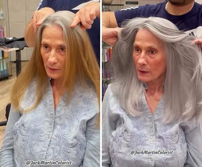30 People Before And After Embracing Their Natural Gray Hair (New Pics)