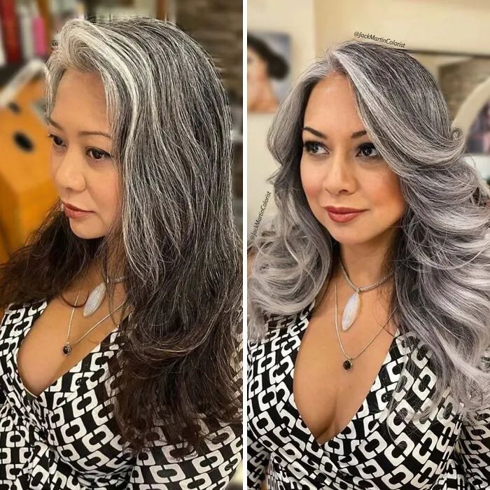 30 People Before And After Embracing Their Natural Gray Hair (New Pics)