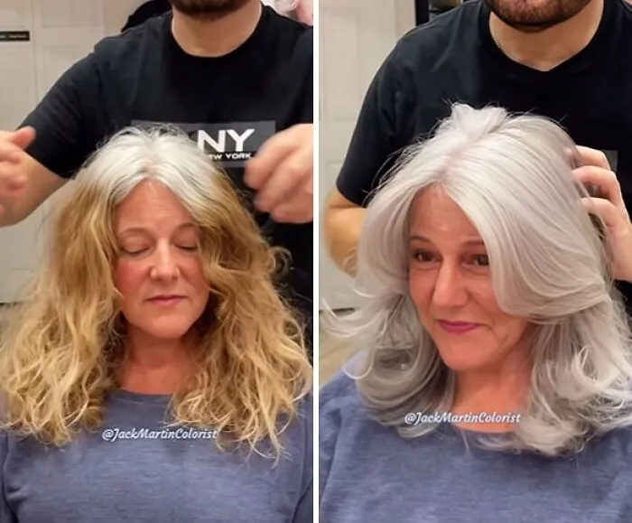 30 People Before And After Embracing Their Natural Gray Hair (New Pics)