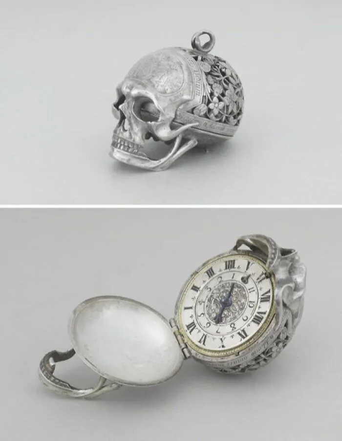 17th Century Silver Skull Watch, Louvre Museum