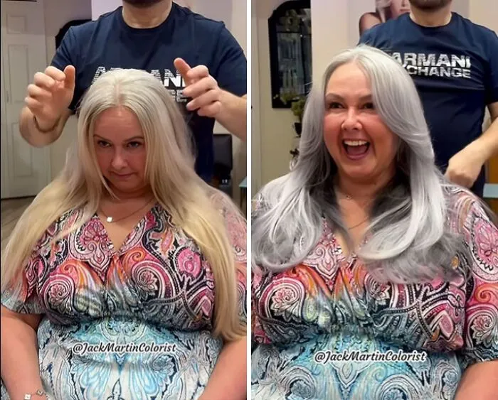 30 People Before And After Embracing Their Natural Gray Hair (New Pics)