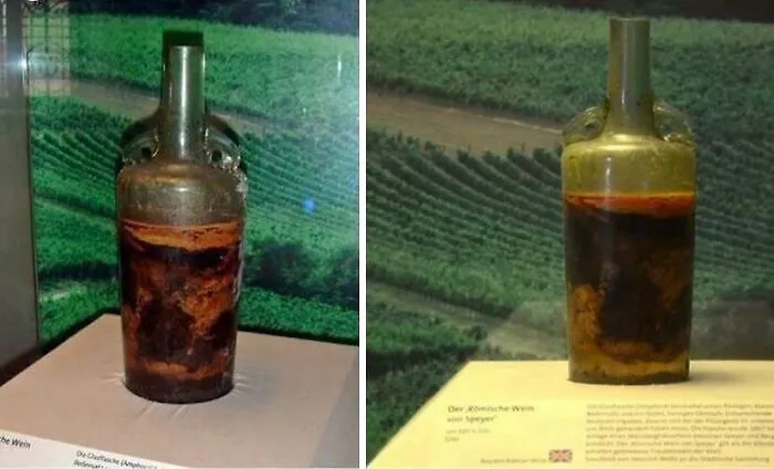 The Roman Wine Of Speyer Is The Oldest Wine Of The World That Is Still Liquid. The Bottle Has Been Dated Between 325 And 350 Ad. It Was Found In 1867 In A Grave And Is Today In A Museum