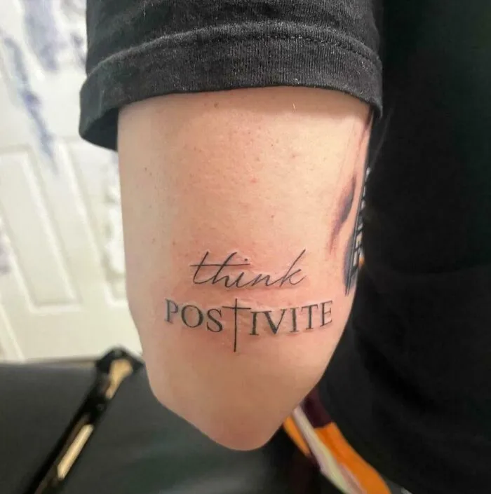 My Dyslexic Son's Tattoo - He's Keeping A Postivite Attitude