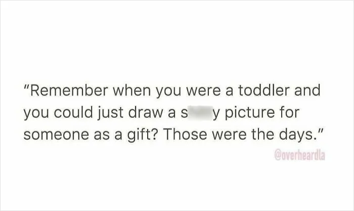 Text post with a funny conversation overheard in the streets of LA about drawing simple pictures as gifts.