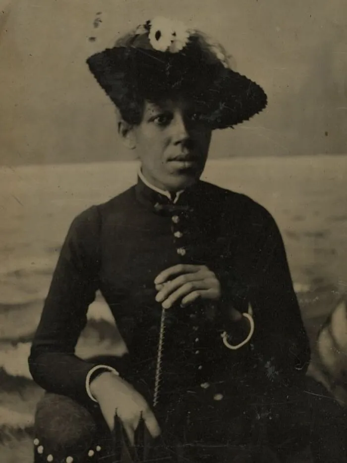 Half-Length Portrait Of An African American Woman Wearing A Hat And Holding Parasol, Between 1861 And 1870