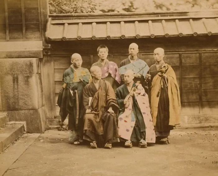 Six Men, Possibly Monks, Posed For Group Portrait