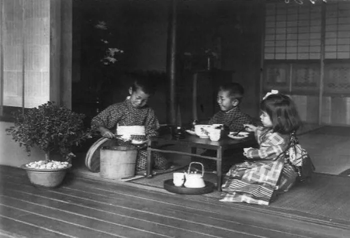 Three Children At Tea Party, Japan