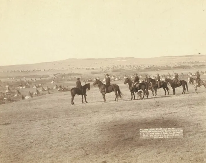 Miles And Staff Viewing The Largest Hostile Indian Camp In The U.S., Near Pine Ridge, S. Dak., Jan 16, 1891