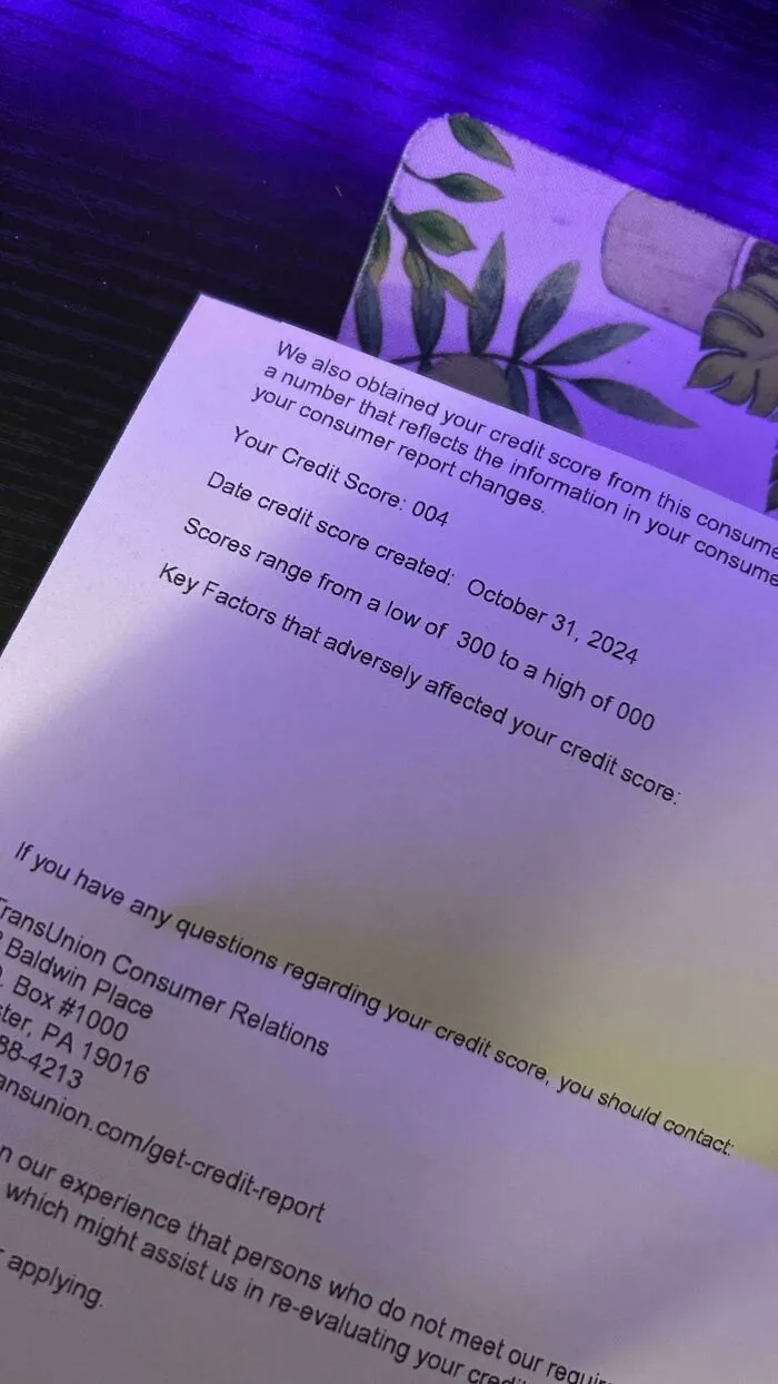 Close-up of a US credit score report highlighting financial life through the eyes of Americans today.