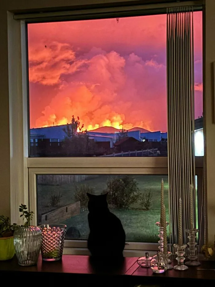 Mi vista de la nueva erupción volcánica en Islandia