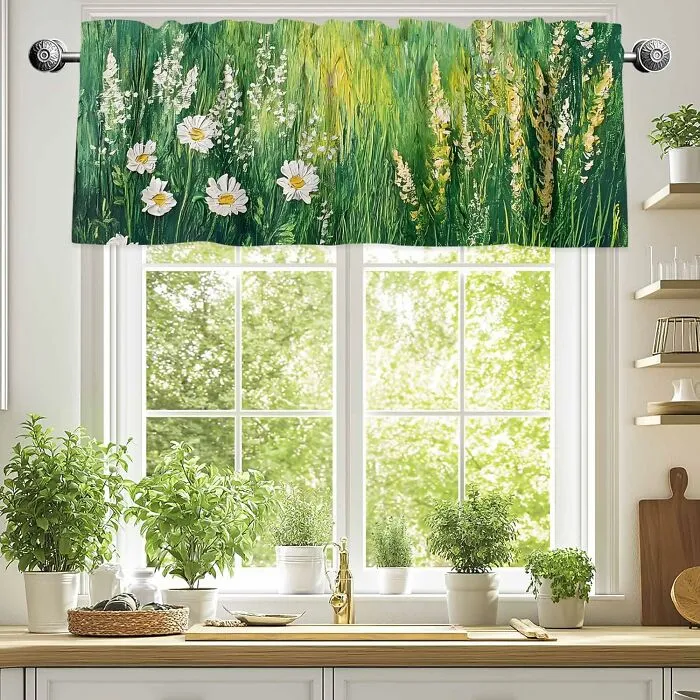 Your Kitchen Window Is Basically Calling Out For The Kind Of Cheerful Vibe You Get From These <a Style="Display:inline;" Href="Https://Www.amazon.com/Valance-Curtain-Spring-Flowers-Filtering/Dp/B0dsfrn2s6?_encoding=utf8&s=bazaar&pd_rd_w=i3cax&pd_rd_wg=d66av&pd_rd_r=abcb75ed-0804-4f94-Aebb-3ba218ed16ae&content-ID=amzn1.sym.f957729a-Df0f-454c-Bc2f-B23e199c38b5&pos=title&th=1&linkcode=ll1&tag=bpshark-20&linkid=290d70e09e73a463dfdd81ad9ed868a0&language=en_us&ref_=as_li_ss_tl" Target="_blank"><span Style="Font: Inherit; Color: #d74b1f;"> Daisy Cafe Curtains </Span>