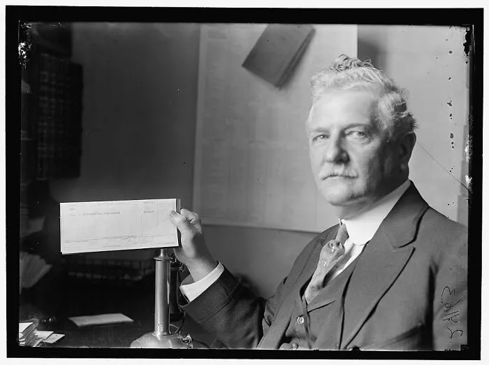 James H. Preston, Mayor Of Baltimore, Holding Paper "1918; Apr. 2; Prize National Creed Contest; $1,000.00, Between 1916 And 1919