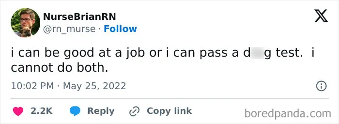 Relatable meme about work challenges, highlighting humor in balancing job performance and passing tests.