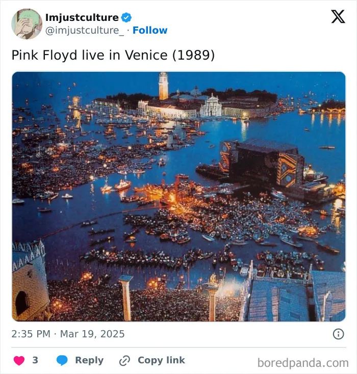 Venice concert scene at night with colorful lights reflecting on the water, showcasing an interesting fact to share with family.