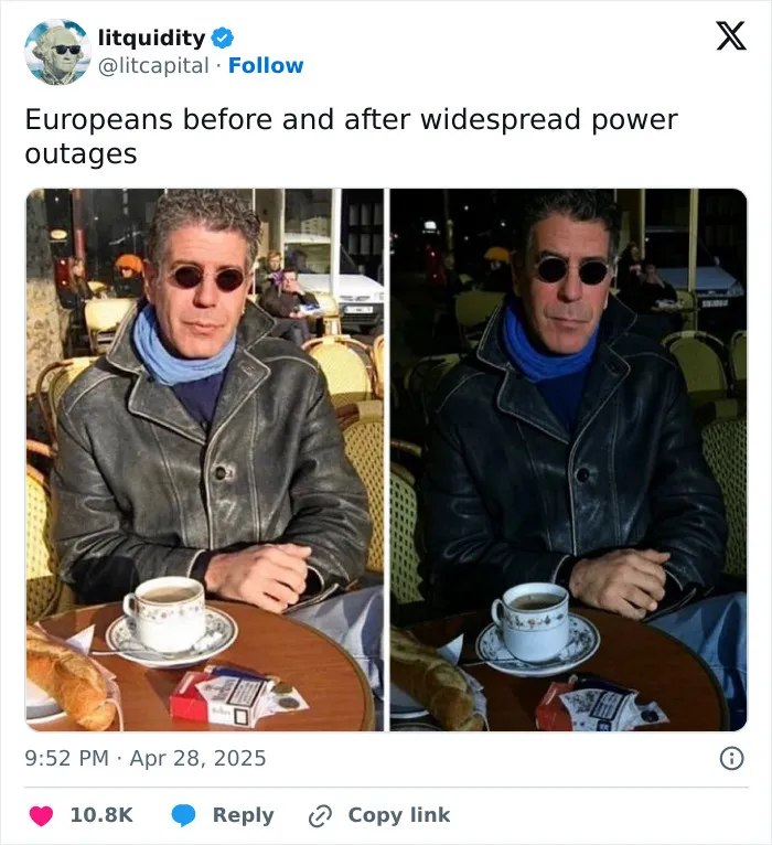 “Europeans before and after widespread power outages”