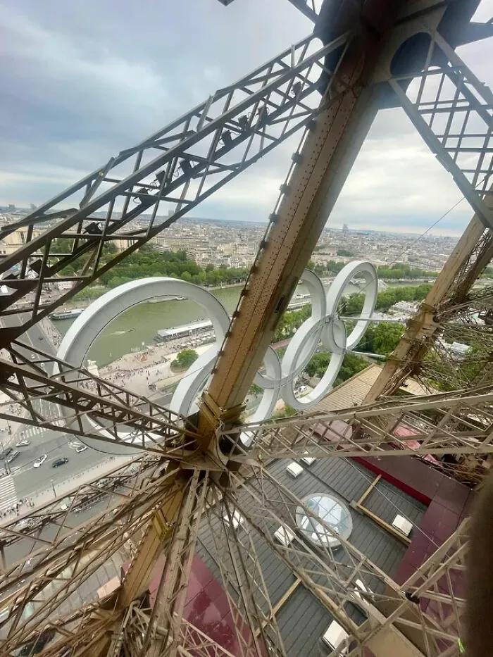 Olympic Rings On The Eiffel Towe