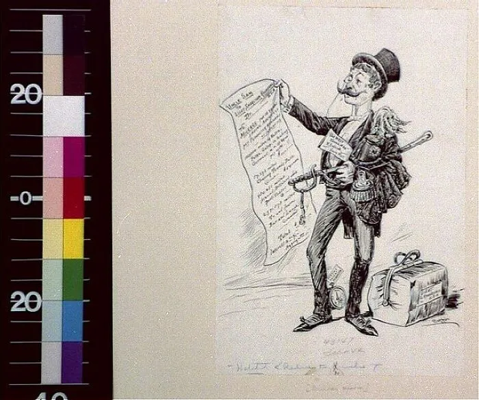 Young Soldier Looking At Bill From Uncle Sam About Military Reform, Between 1880 And 1900