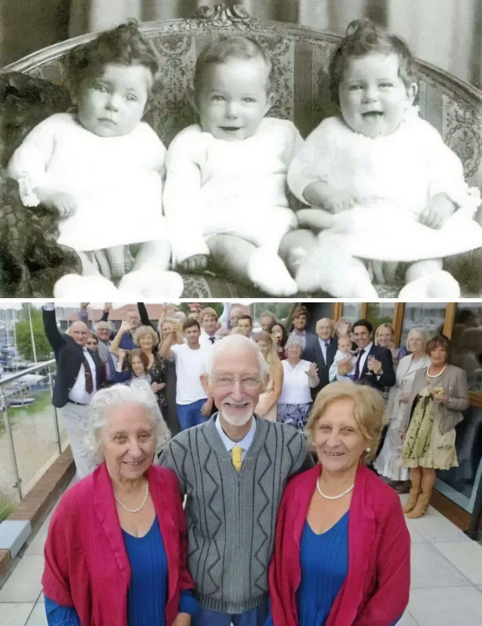 Triplets Celebrating Their 80th Birthday Together