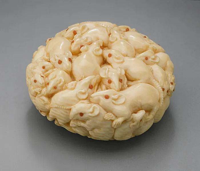 A 19th-Century "Cluster Of Rats" Carving From Japan