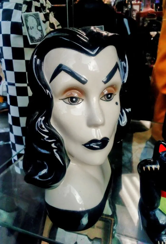 It's A Ceramic Vase Representing 1950s TV Horror Movie Hostess, Vampira