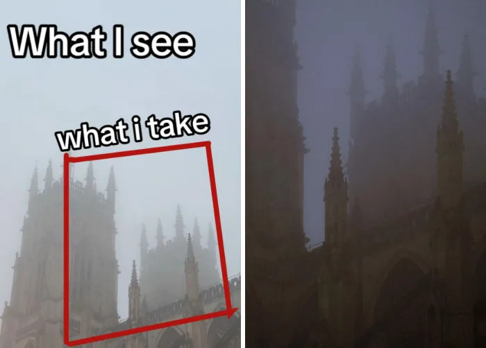 47 Side-By-Side Pics Of What A Photographer Sees And What They Choose To Take