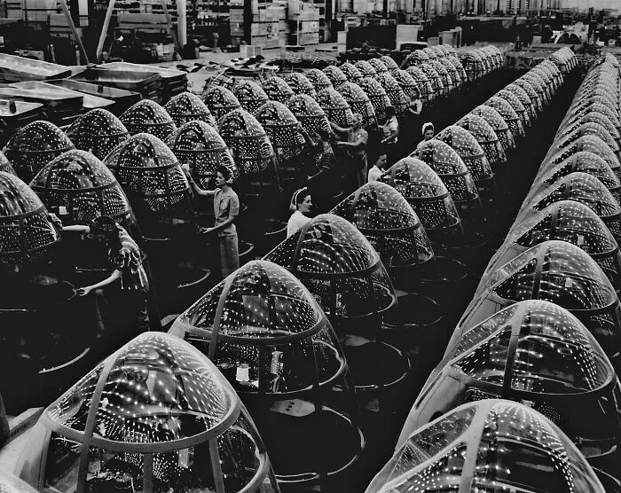 Women Workers Groom Lines Of Transparent Noses For A-20 Attack Bombers, October, 1942
