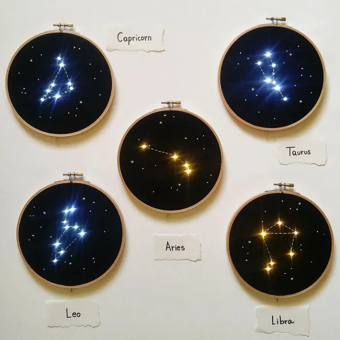 Embroidery Works Inspired By Stars And Night By Giovana Marcon