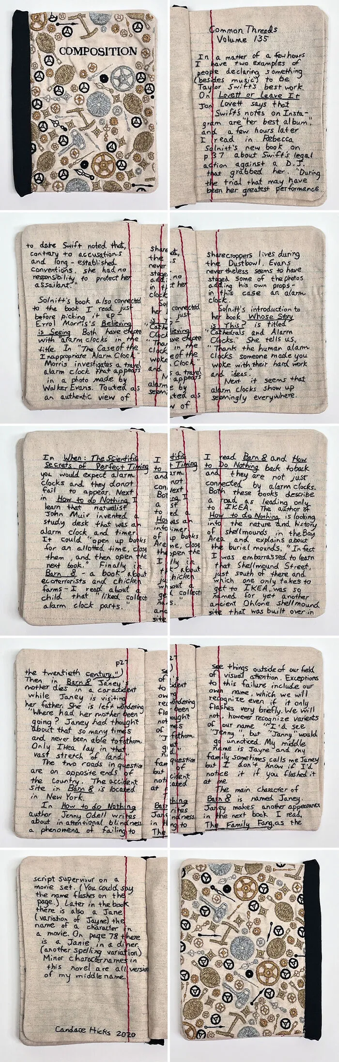 Stunning Embroidered Fabric Looks Just Like Books And Notebooks, By Candace Hicks (39 Pics)