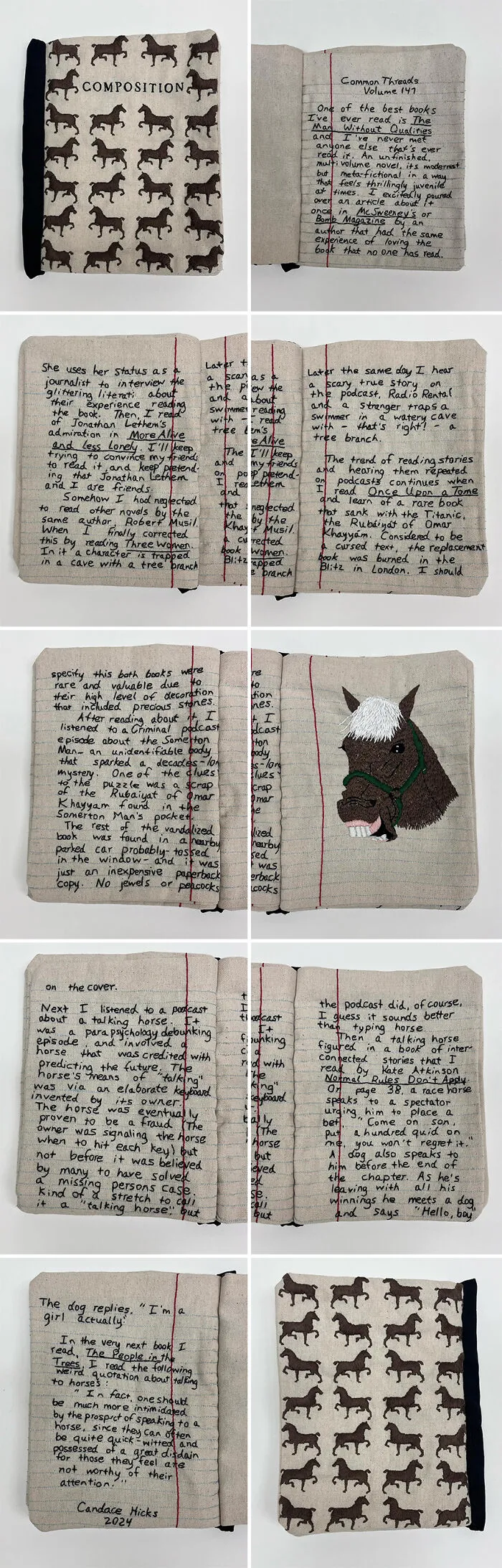 Stunning Embroidered Fabric Looks Just Like Books And Notebooks, By Candace Hicks (39 Pics)