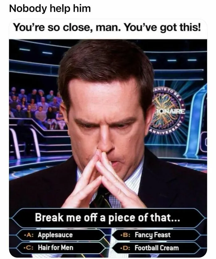 "The Office" meme with a man thinking hard on a game show question.