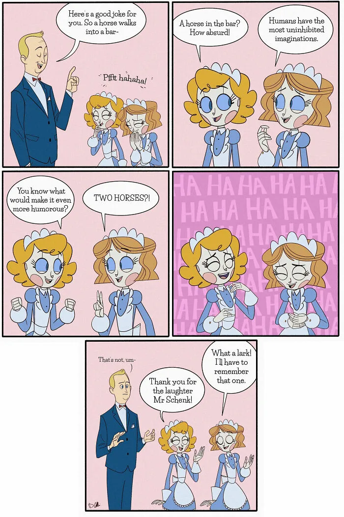 21 Wholesome Comics About A Robot Nanny Who’s Just Trying Her Best, By Dominic Cellini