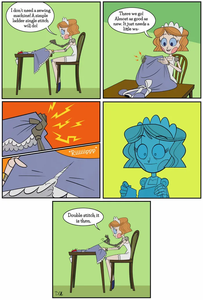 21 Wholesome Comics About A Robot Nanny Who’s Just Trying Her Best, By Dominic Cellini