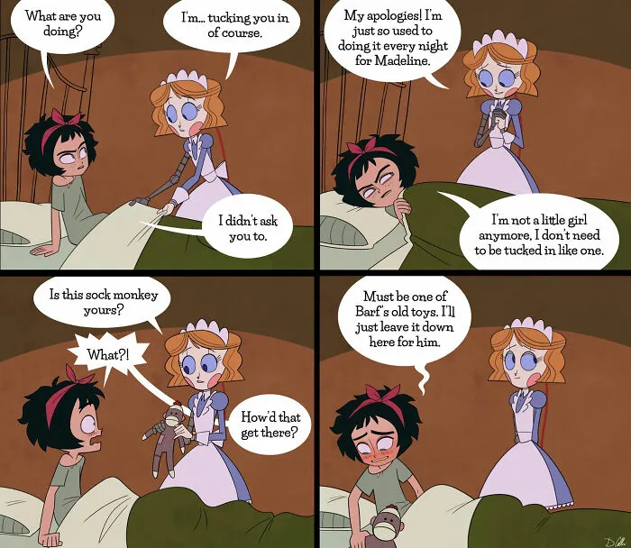 21 Wholesome Comics About A Robot Nanny Who’s Just Trying Her Best, By Dominic Cellini