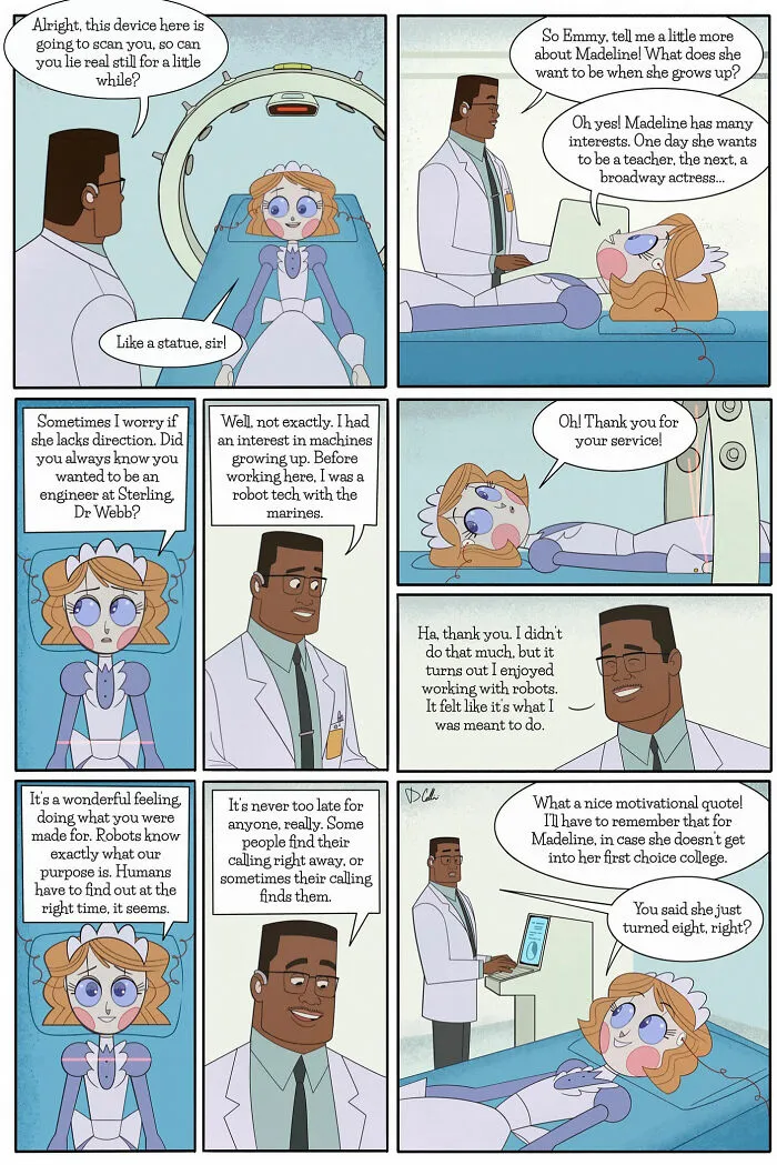 21 Wholesome Comics About A Robot Nanny Who’s Just Trying Her Best, By Dominic Cellini