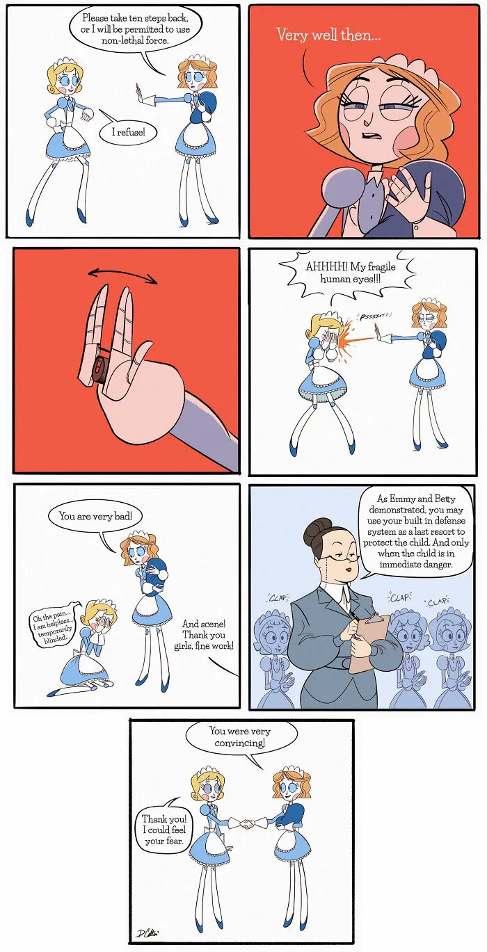 21 Wholesome Comics About A Robot Nanny Who’s Just Trying Her Best, By Dominic Cellini