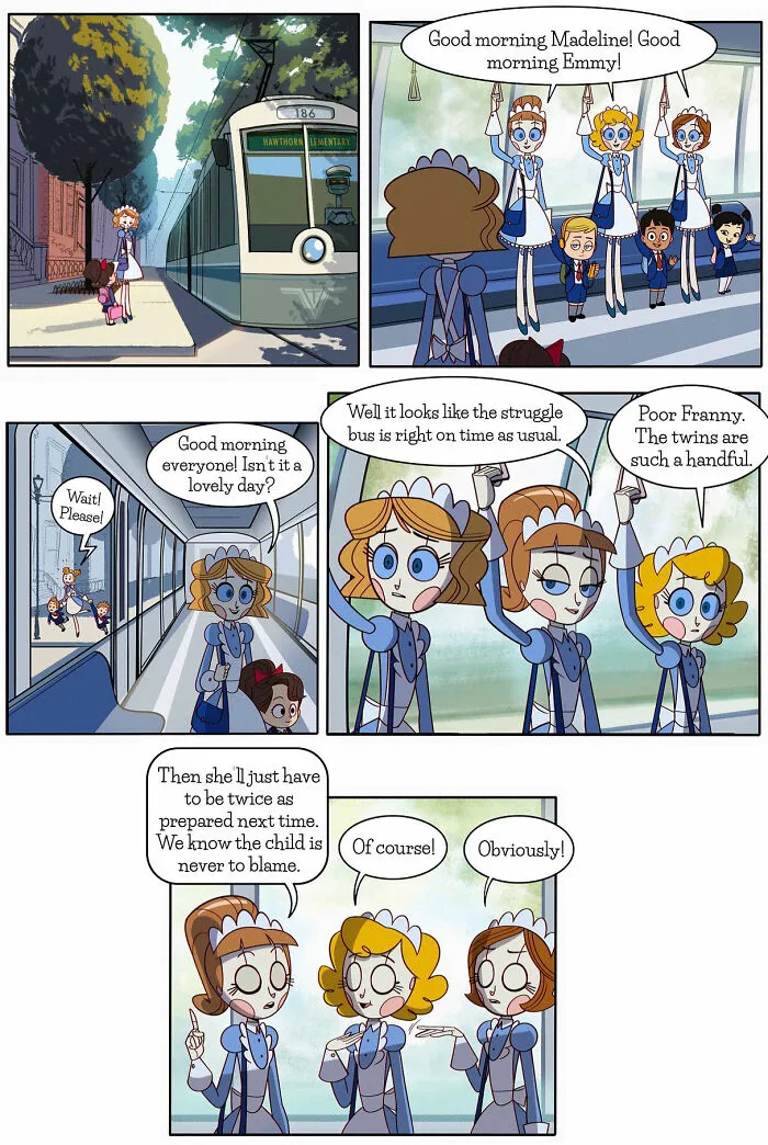 21 Wholesome Comics About A Robot Nanny Who’s Just Trying Her Best, By Dominic Cellini