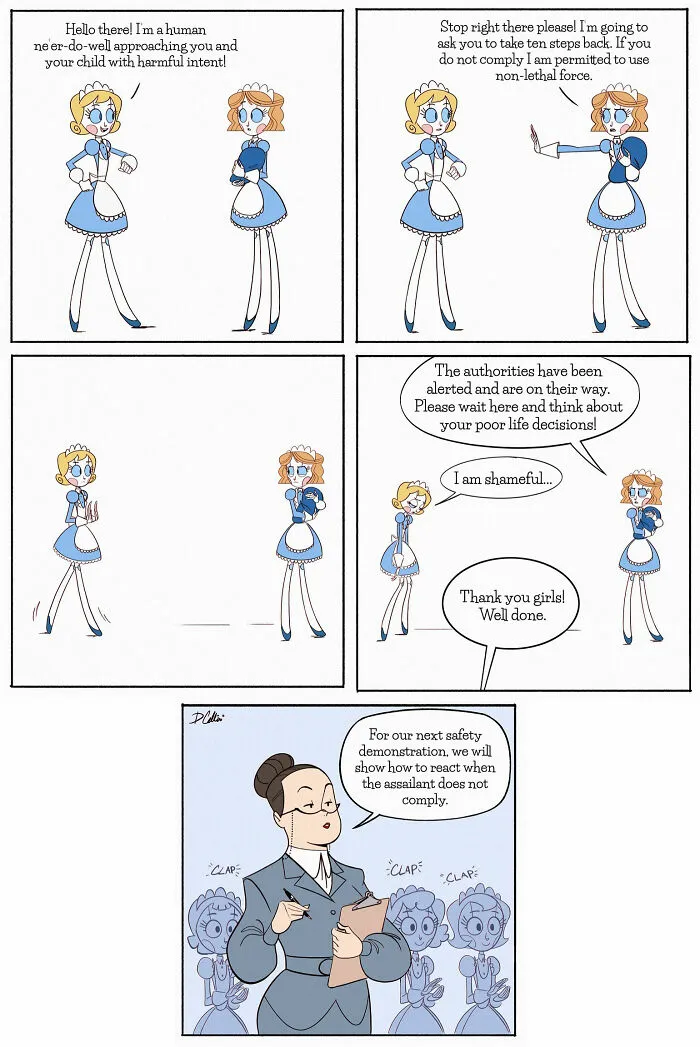 21 Wholesome Comics About A Robot Nanny Who’s Just Trying Her Best, By Dominic Cellini