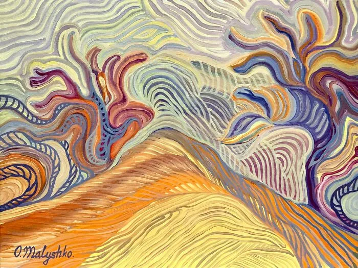 I Paint Thousands Of Lines In Every Piece, Here’s How They Turn Into Stories On Canvas (22 Pics)