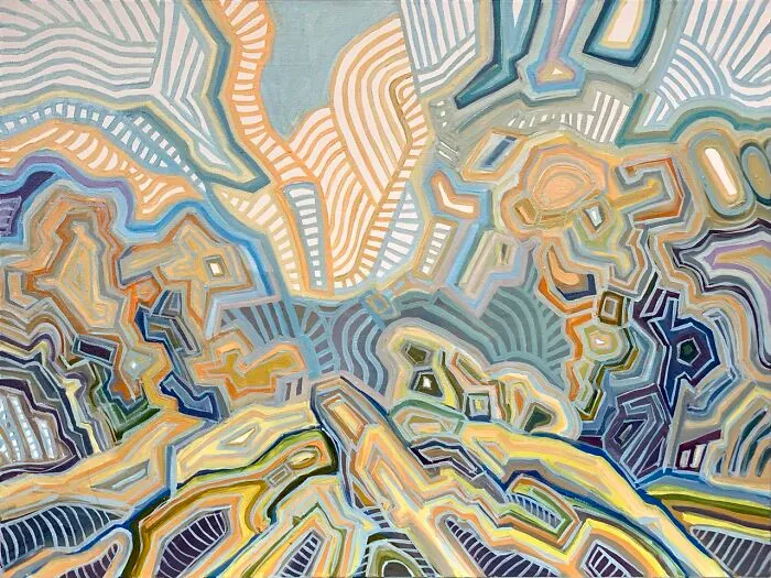 I Paint Thousands Of Lines In Every Piece, Here’s How They Turn Into Stories On Canvas (22 Pics)