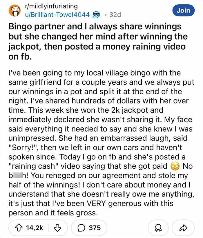 Bingo Partner And I Always Share Winnings But She Changed Her Mind After Winning The Jackpot, Then Posted A Money Raining Video On Fb