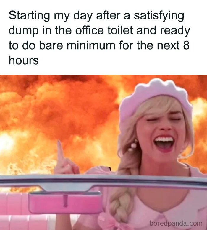 A woman in a pink outfit, setting off in a car with determination, against a backdrop of fiery explosion.