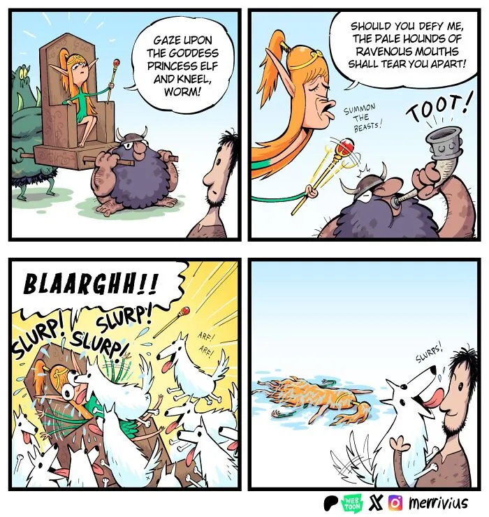 30 Funny Fantasy Comics By Merrivius Featuring An Elf Who Just Can’t Stand Humans, And More