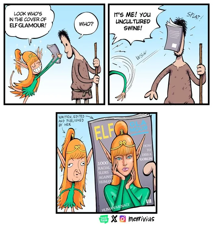 30 Funny Fantasy Comics By Merrivius Featuring An Elf Who Just Can’t Stand Humans, And More