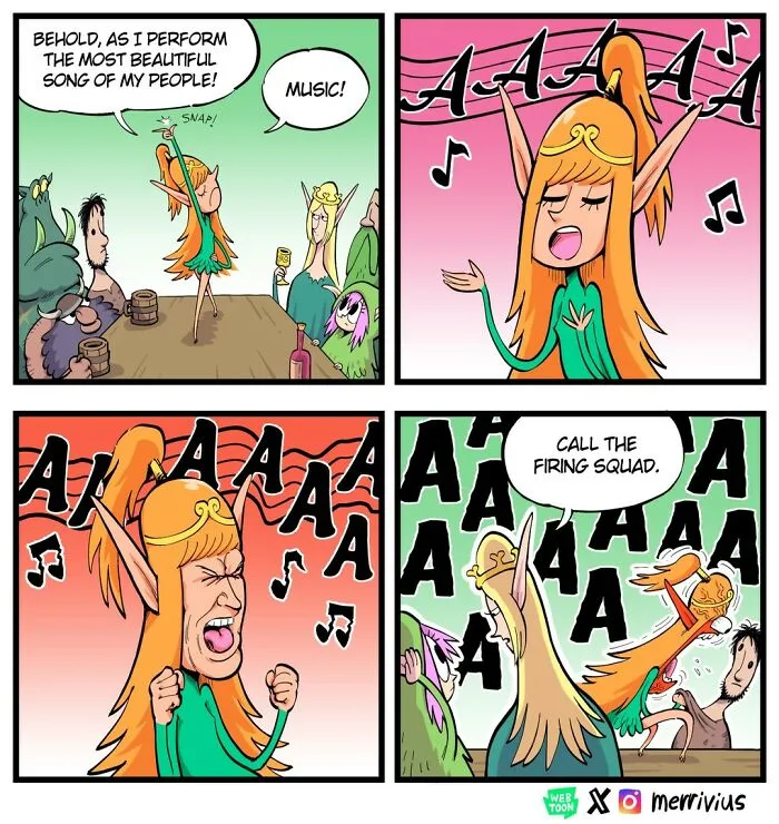 30 Funny Fantasy Comics By Merrivius Featuring An Elf Who Just Can’t Stand Humans, And More