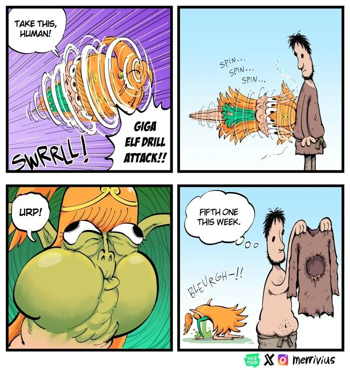 30 Funny Fantasy Comics By Merrivius Featuring An Elf Who Just Can’t Stand Humans, And More